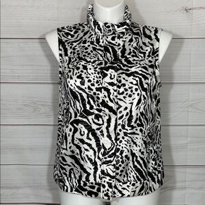 Chico’s Zenergy Black & White Animal Print Zip Front Vest Size 12/L/Chico’s 2